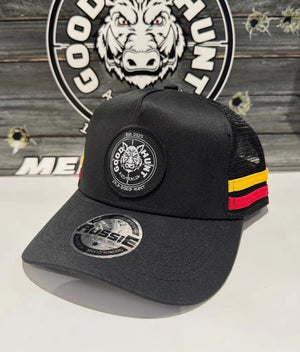 Good Hunt Trucker Cap Black Yellow-Red stripe