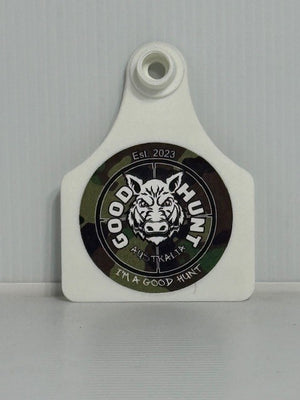 Good Hunt ear tag green camo