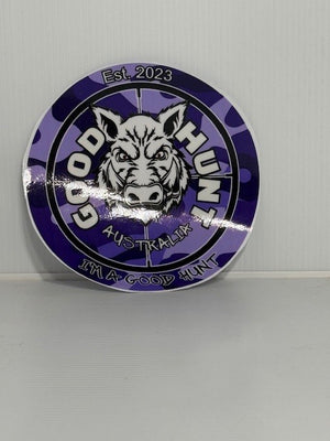 Good Hunt small round sticker purple