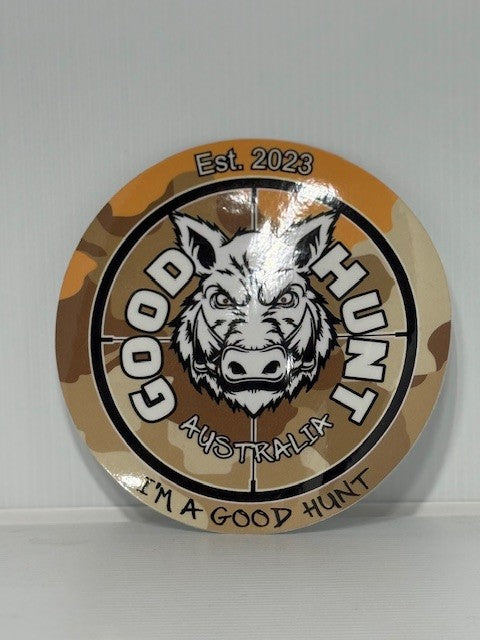 Good Hunt small round sticker Orange