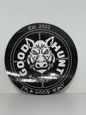 Good Hunt small round sticker plain black