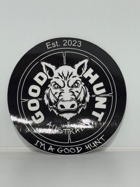 Good Hunt small round sticker plain black