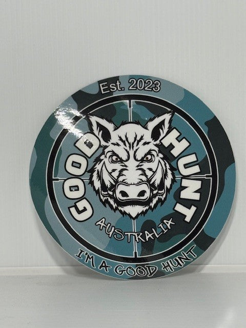 Good Hunt small round sticker Teal